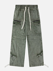 Esmée | Cargo Jeans met Trekkoord in de kleur Groen voor dames in Outdoor stijl ideaal voor de herfst.