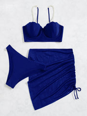 Esmee | Driedelige & stijlvolle bikiniset in de kleur Zwart voor dames in Beach stijl ideaal voor de zomer.