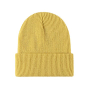 Evelien | Veelzijdige & warme gebreide beanie in de kleur Geel voor dames in Lounge stijl ideaal voor de winter