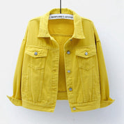 Stijlvol Geel Spijkerjasje - Katoen, Normale Pasvorm