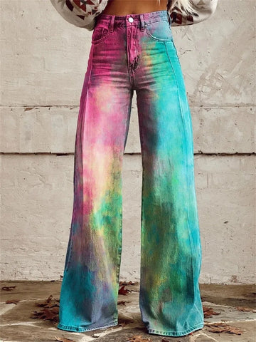 High-waisted wide-leg pants