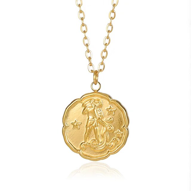 Fabio | Gouden sterrenbeeld ketting in de kleur Aquarius voor heren in stijl geschikt voor alle seizoenen.