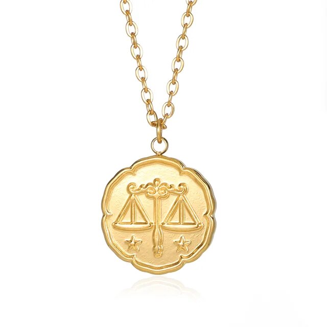 Fabio | Gouden sterrenbeeld ketting in de kleur Libra voor heren in stijl geschikt voor alle seizoenen.