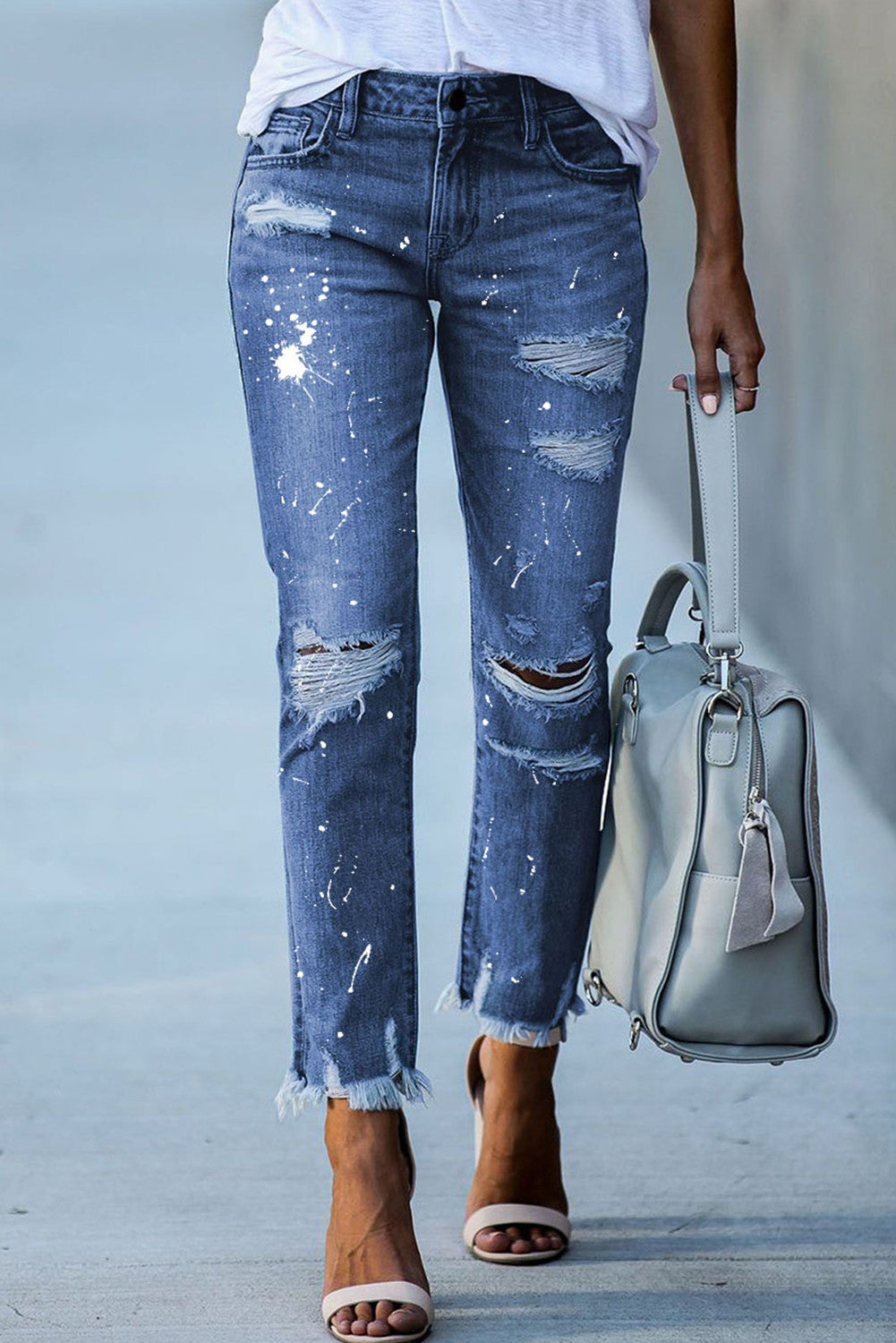 Fay | Casual broek moet scheuren voor vrouwen in de kleur Blauw voor dames in stijl ideaal voor de lente.