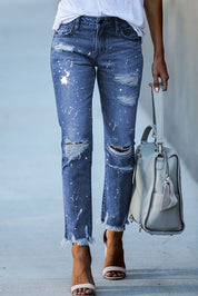 Fay | Casual broek moet scheuren voor vrouwen in de kleur Blauw voor dames in stijl ideaal voor de lente.