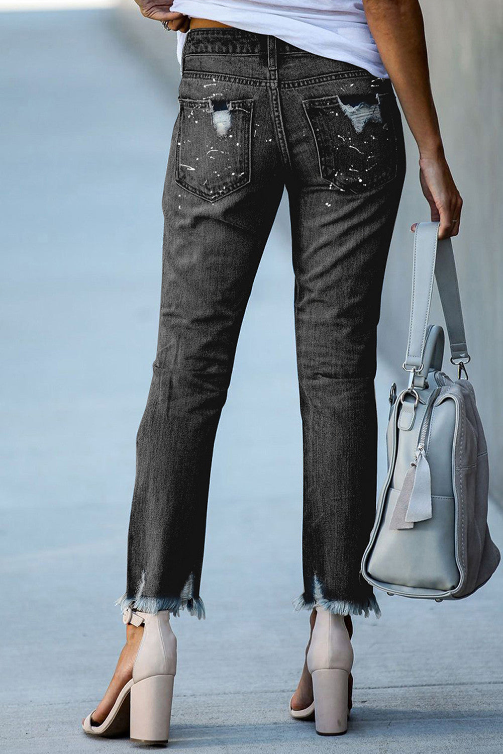 Fay | Casual broek moet scheuren voor vrouwen in de kleur Zwart voor dames in stijl ideaal voor de lente.