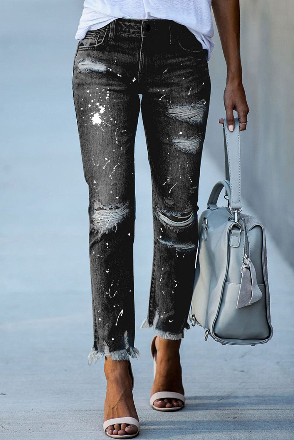 Fay | Casual broek moet scheuren voor vrouwen in de kleur Zwart voor dames in stijl ideaal voor de lente.