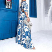 Femke: Open-taille strandjurk voor dames in de kleur Blauw voor dames in Beach stijl ideaal voor de zomer.