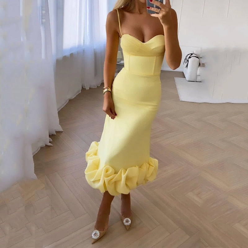 Femke | Prachtige Maxi Jurk in de kleur Geel voor dames in stijl ideaal voor de lente.