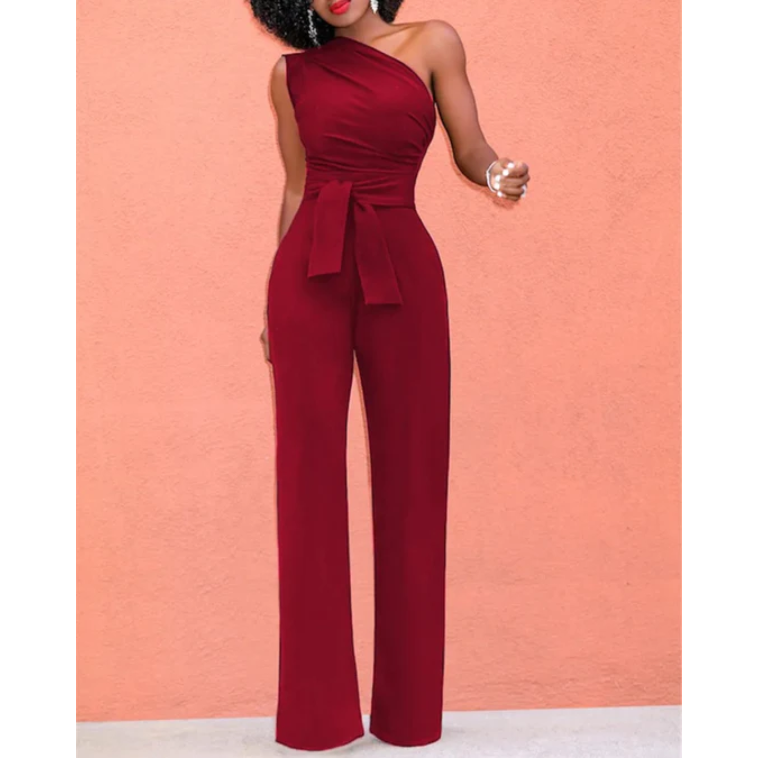 Femke | Strakke en stijlvolle jumpsuit in de kleur Rood voor dames in Party stijl ideaal voor de herfst.