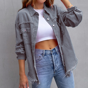 Fenna | Kleurrijk spijkerjasje in de kleur Grijs voor dames in stijl ideaal voor de lente.