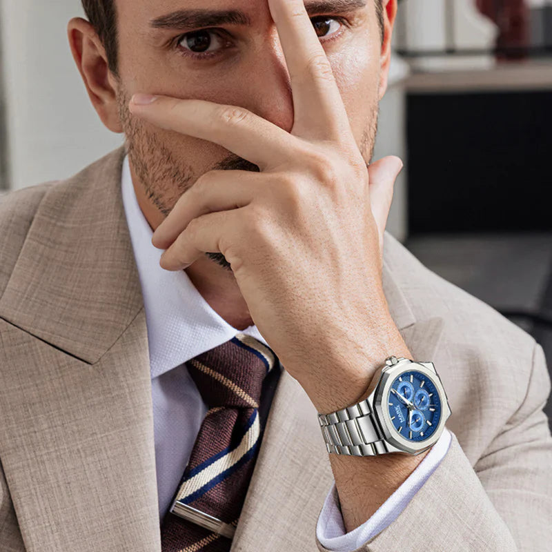 Finn | Roestvrijstalen horloge (waterdicht) in de kleur Blauw voor heren in Outdoor stijl geschikt voor alle seizoenen.