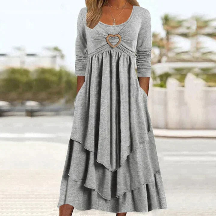 Fleur | Elegante avondjurk met eenvoudige stijl in de kleur Lichtgrijs voor dames in Party stijl ideaal voor de lente.