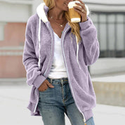 Fleur | Stijlvolle hoodie jas in de kleur Lila voor dames in Lounge stijl ideaal voor de herfst.