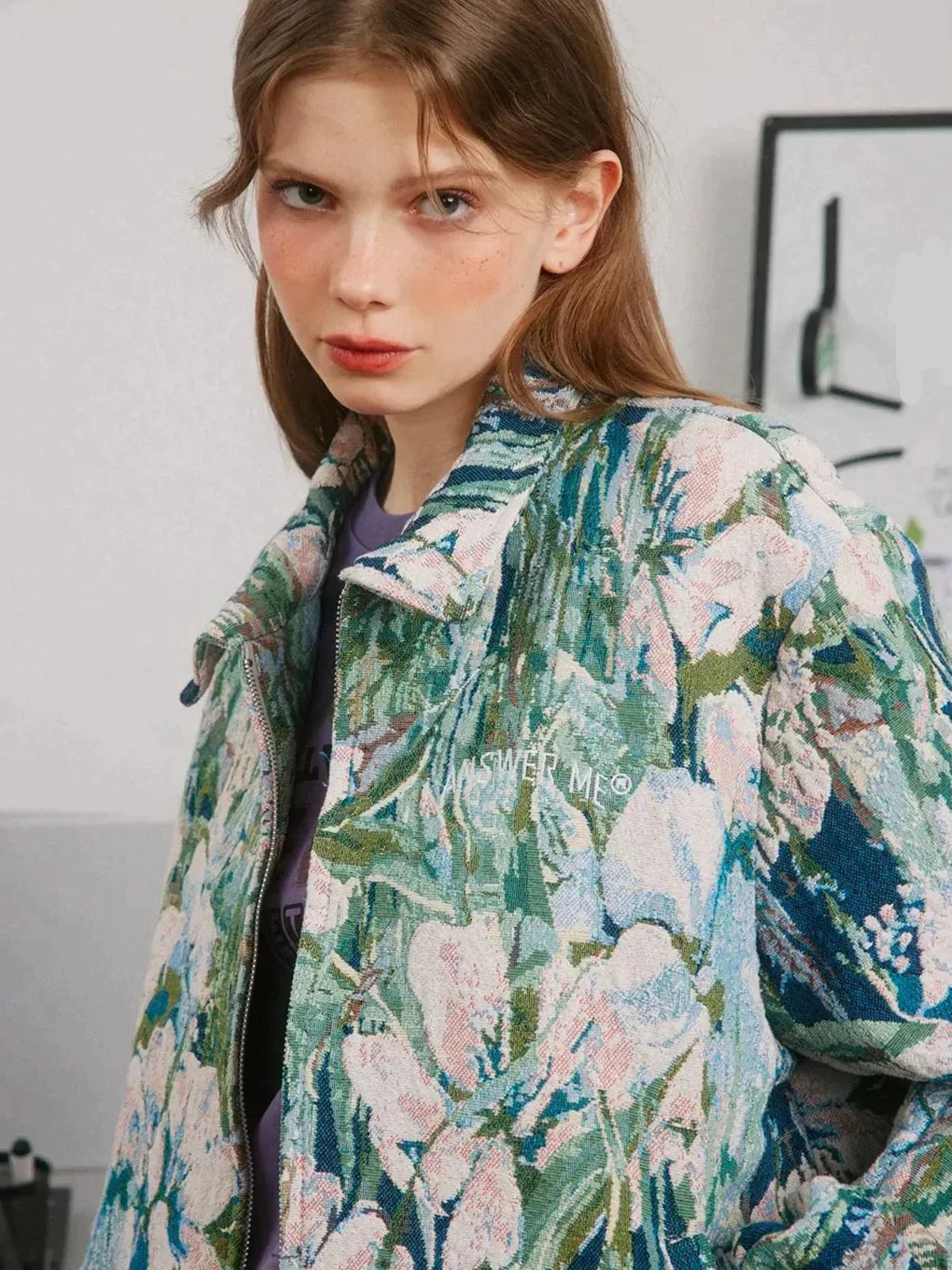 Fleurig oversized jack met bloemenprint. in de kleur Groen voor dames in stijl ideaal voor de herfst.