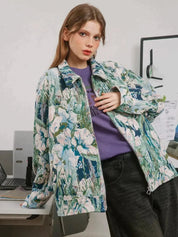 Fleurig oversized jack met bloemenprint. in de kleur Groen voor dames in stijl ideaal voor de herfst.