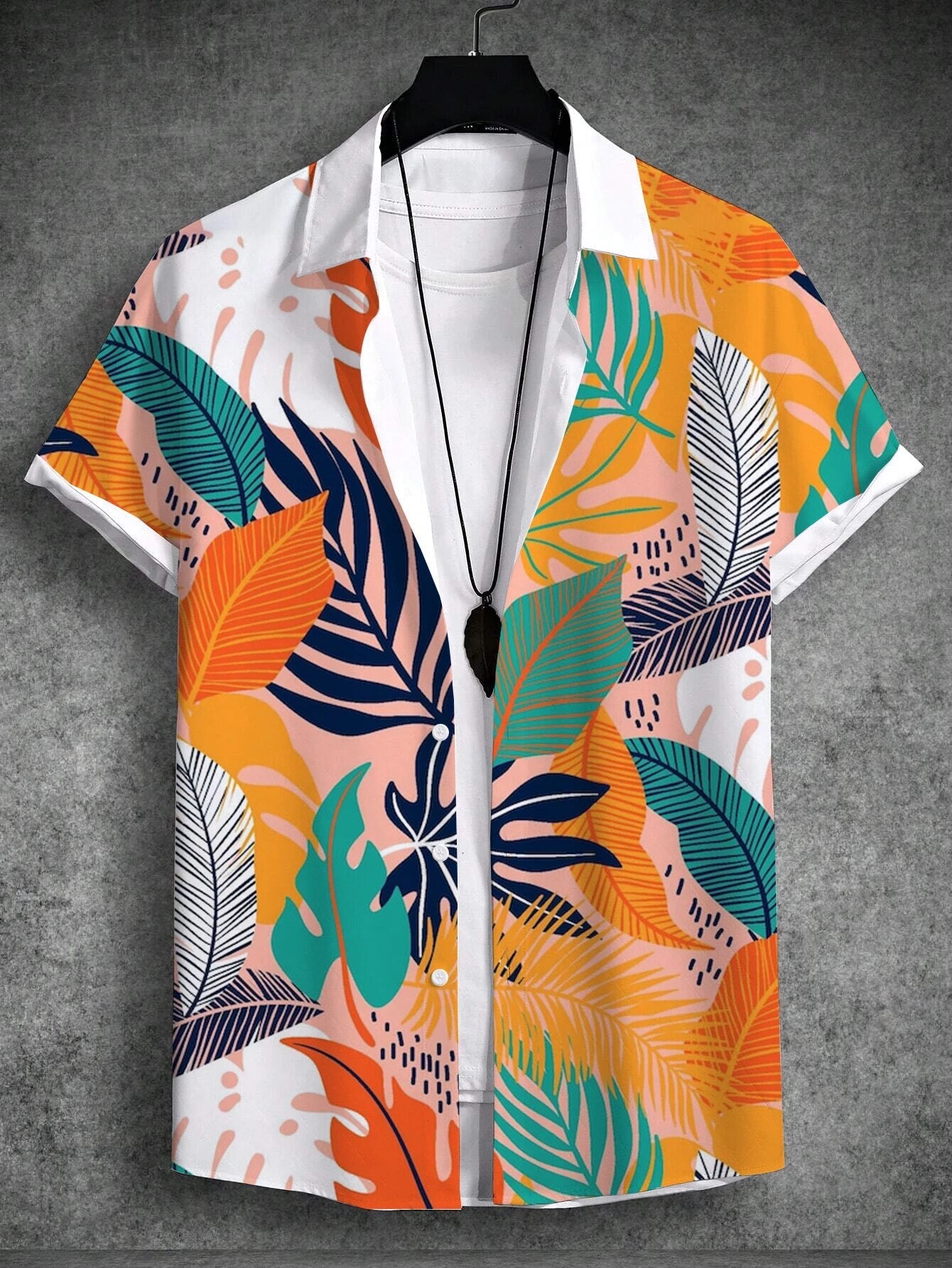Fleurig zomer shirt met tropische print in de kleur Oranje voor heren in stijl ideaal voor de zomer.