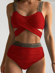Flitsend & trendy bikini in de kleur Rood voor dames in Beach stijl ideaal voor de zomer.