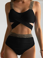 Flitsend & trendy bikini in de kleur Zwart voor dames in Beach stijl ideaal voor de zomer.
