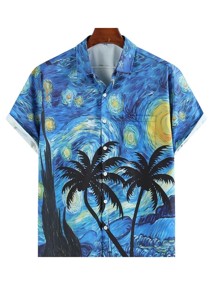 Floris | Sterrenhemel print overhemd in de kleur Zwart voor heren in Formal stijl ideaal voor de lente.