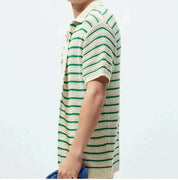 Franck | Gebreide knooptrui in de kleur Beige/Groen voor heren in stijl ideaal voor de lente.