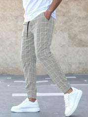 Frederick | Stijlvolle blokjes broek in de kleur Lichtgrijs voor heren in stijl geschikt voor alle seizoenen.