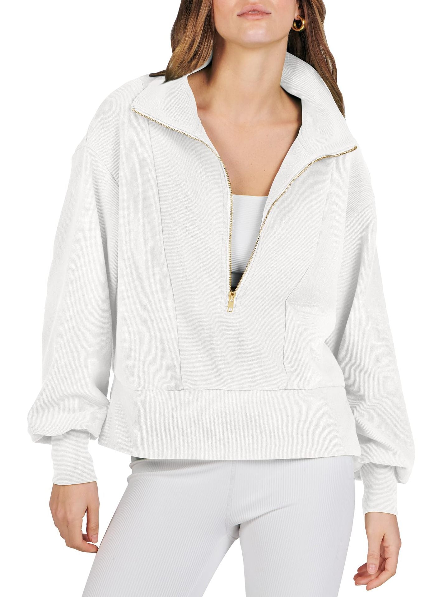 Gebreide pullover met V-hals in de kleur Wit voor dames in Heritage stijl geschikt voor alle seizoenen.