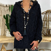 Gebreide trui met v-hals in de kleur Zwart voor dames in stijl geschikt voor alle seizoenen.