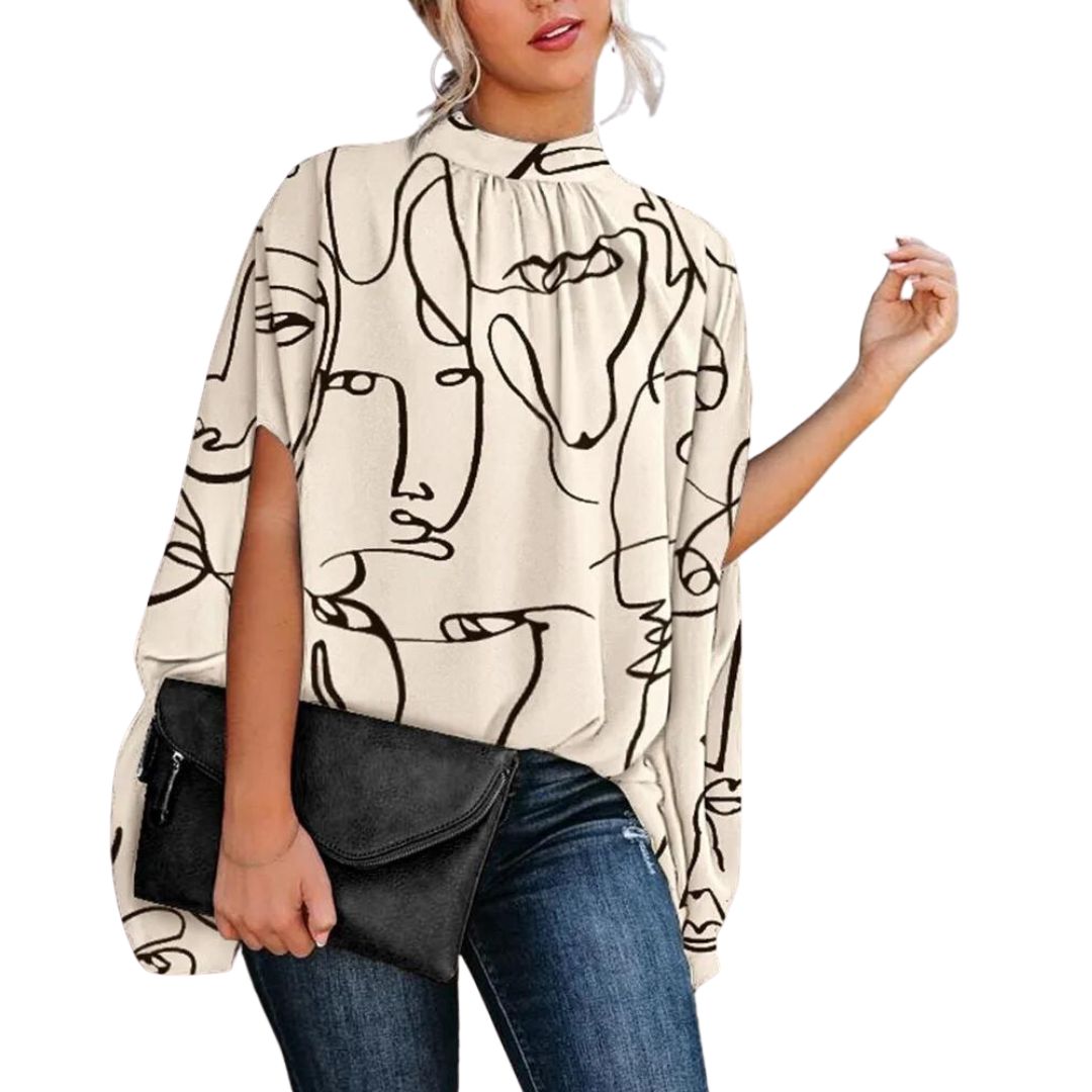 Genoveva | Blouse met abstracte prints in de kleur Wit voor in stijl ideaal voor de lente.