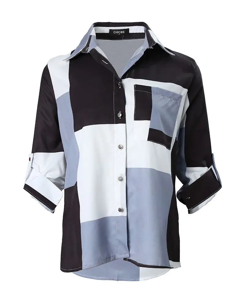 Geometrische blouse met lange mouwen in de kleur Gemengde kleur voor dames in stijl ideaal voor de lente.