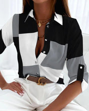 Geometrische blouse met lange mouwen in de kleur Gemengde kleur voor dames in stijl ideaal voor de lente.