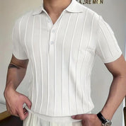 Gestreepte Polo in de kleur Lichtblauw voor heren in Casual stijl geschikt voor alle seizoenen.