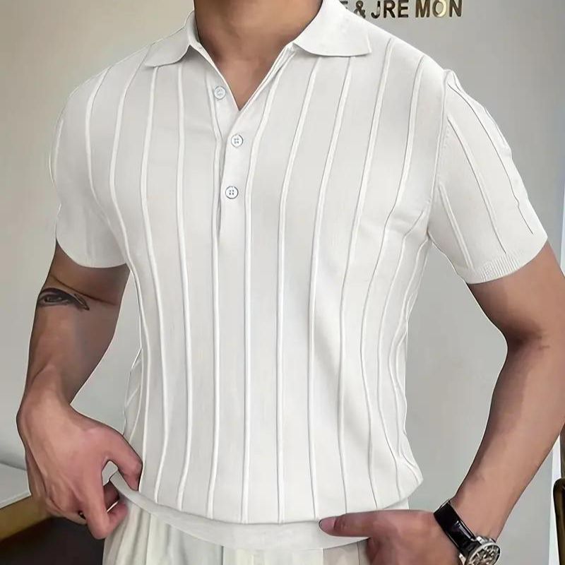 Gestreepte Polo in de kleur Lichtblauw voor heren in Casual stijl geschikt voor alle seizoenen.