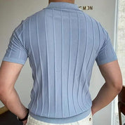 Gestreepte Polo in de kleur Lichtblauw voor heren in Casual stijl geschikt voor alle seizoenen.