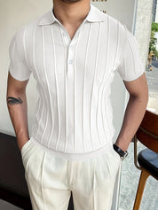 Gestreepte Polo in de kleur Lichtblauw voor heren in Casual stijl geschikt voor alle seizoenen.