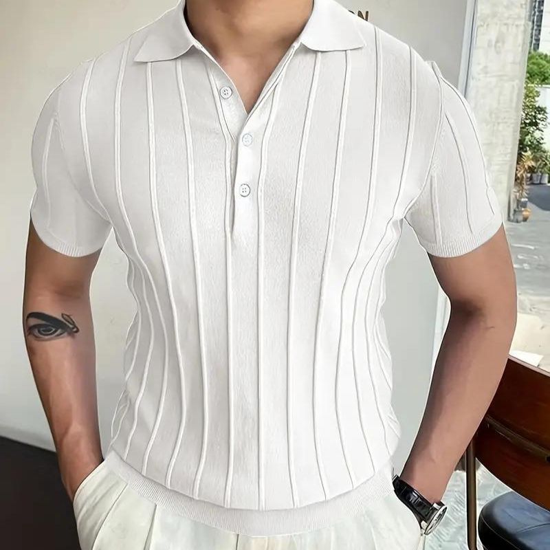 Gestreepte Polo in de kleur Wit voor heren in Casual stijl geschikt voor alle seizoenen.