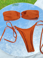 Grietje bikini | Strapless & sexy in de kleur Baksteenrood voor dames in Beach stijl ideaal voor de zomer.