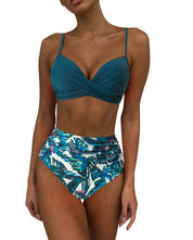 Hannie | Gewatteerde & stijlvolle bikini in de kleur Blauw/Wit voor dames in Beach stijl ideaal voor de zomer.