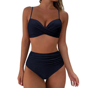 Hannie | Gewatteerde & stijlvolle bikini in de kleur Marineblauw voor dames in Beach stijl ideaal voor de zomer.