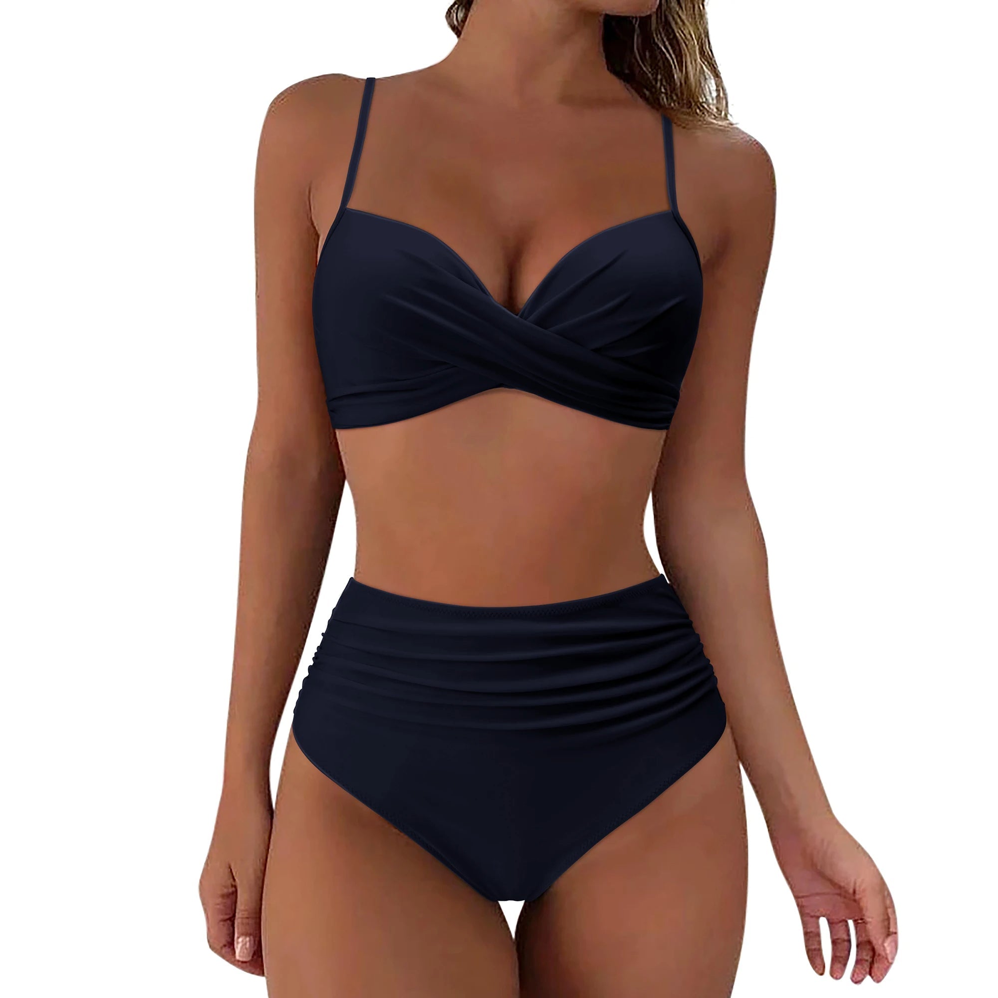 Hannie | Gewatteerde & stijlvolle bikini in de kleur Marineblauw voor dames in Beach stijl ideaal voor de zomer.