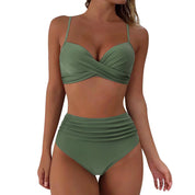 Hannie | Gewatteerde & stijlvolle bikini in de kleur Olijfgroen voor dames in Beach stijl ideaal voor de zomer.