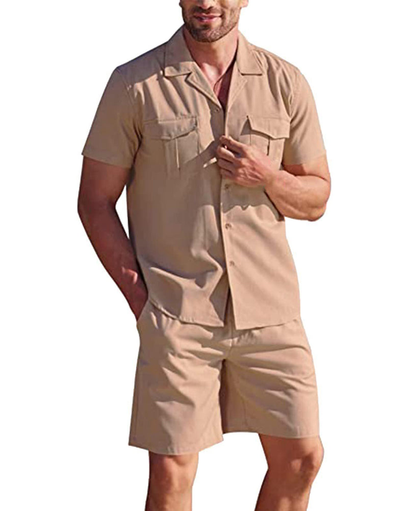 Herenoverhemd en korte broek in de kleur Donkerblauw voor heren in stijl ideaal voor de lente.