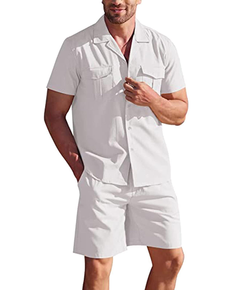 Herenoverhemd en korte broek in de kleur Donkerblauw voor heren in stijl ideaal voor de lente.