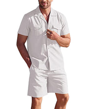 Herenoverhemd en korte broek in de kleur Donkerblauw voor heren in stijl ideaal voor de lente.