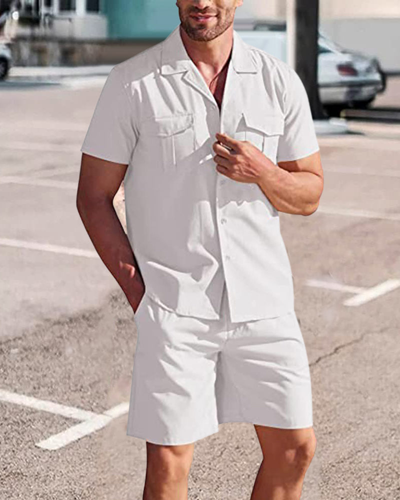 Herenoverhemd en korte broek in de kleur Wit voor heren in stijl ideaal voor de lente.