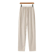 Hessel | Linnen slim fit pantalon in de kleur Beige voor heren in Beach stijl geschikt voor alle seizoenen.