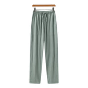 Hessel | Linnen slim fit pantalon in de kleur Groen voor heren in Beach stijl geschikt voor alle seizoenen.