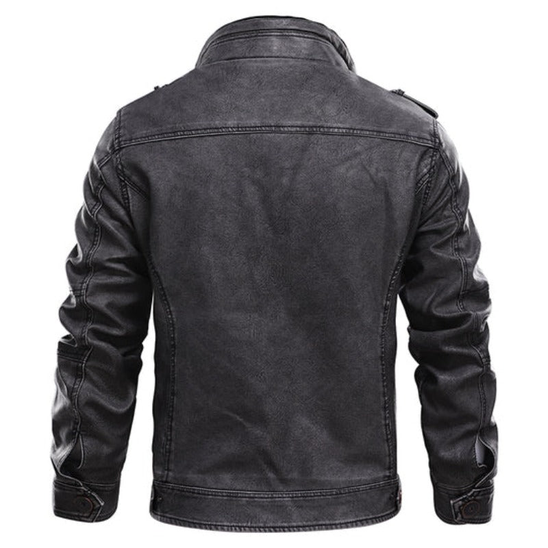 Hugo | Klassieke leren gevoerde jas voor mannen in de kleur Zwart voor heren in Heritage stijl ideaal voor de herfst.