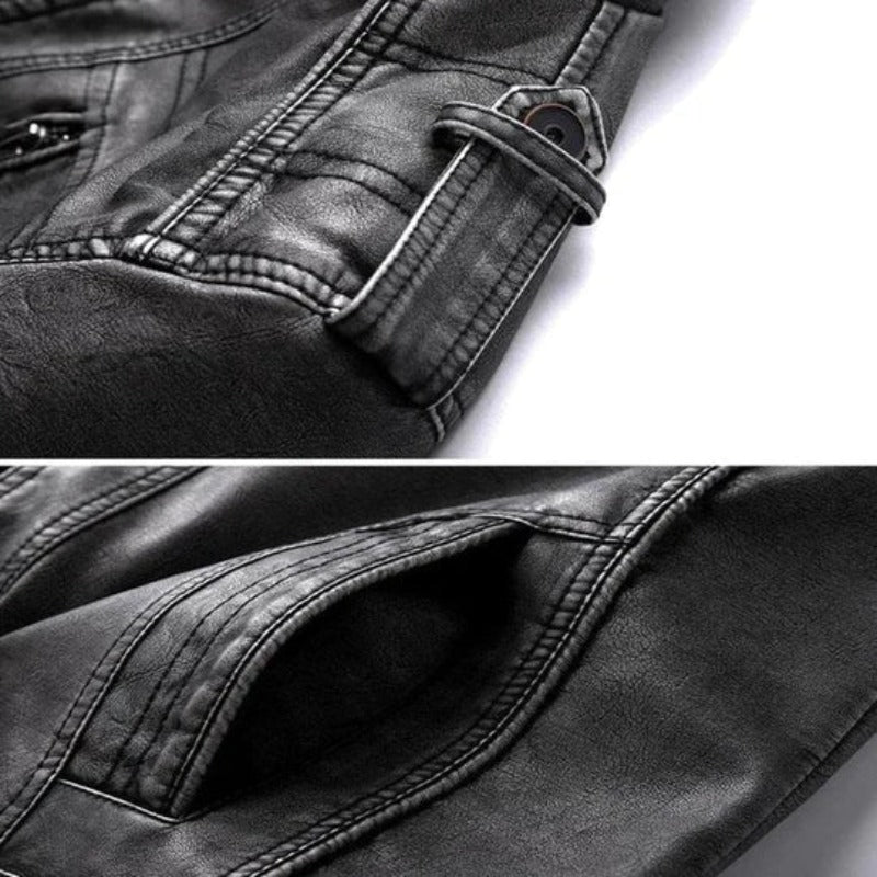 Hugo | Klassieke leren gevoerde jas voor mannen in de kleur Zwart voor heren in Heritage stijl ideaal voor de herfst.