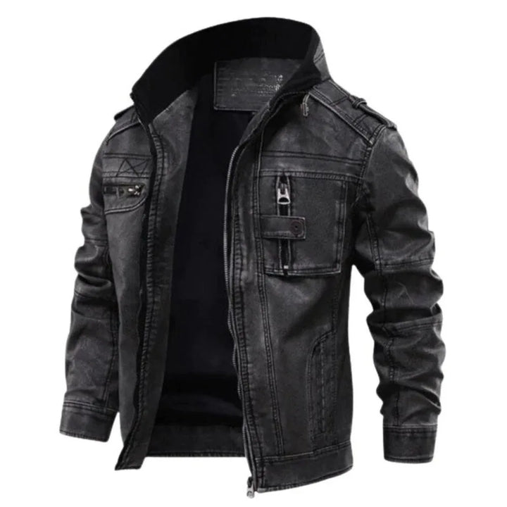 Leren jassen met mandarin collar